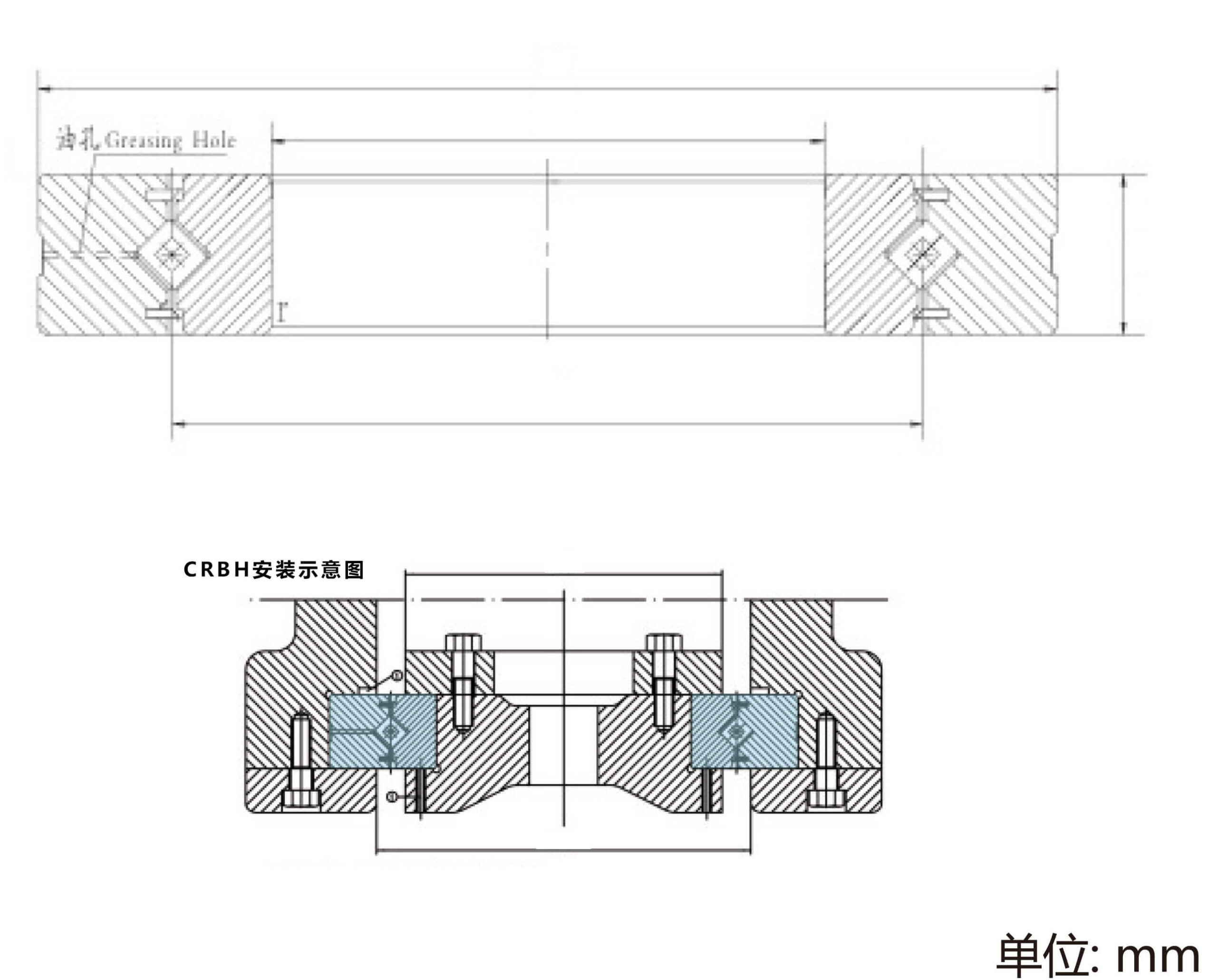 交叉滚子轴承CRBH...A型图纸示意